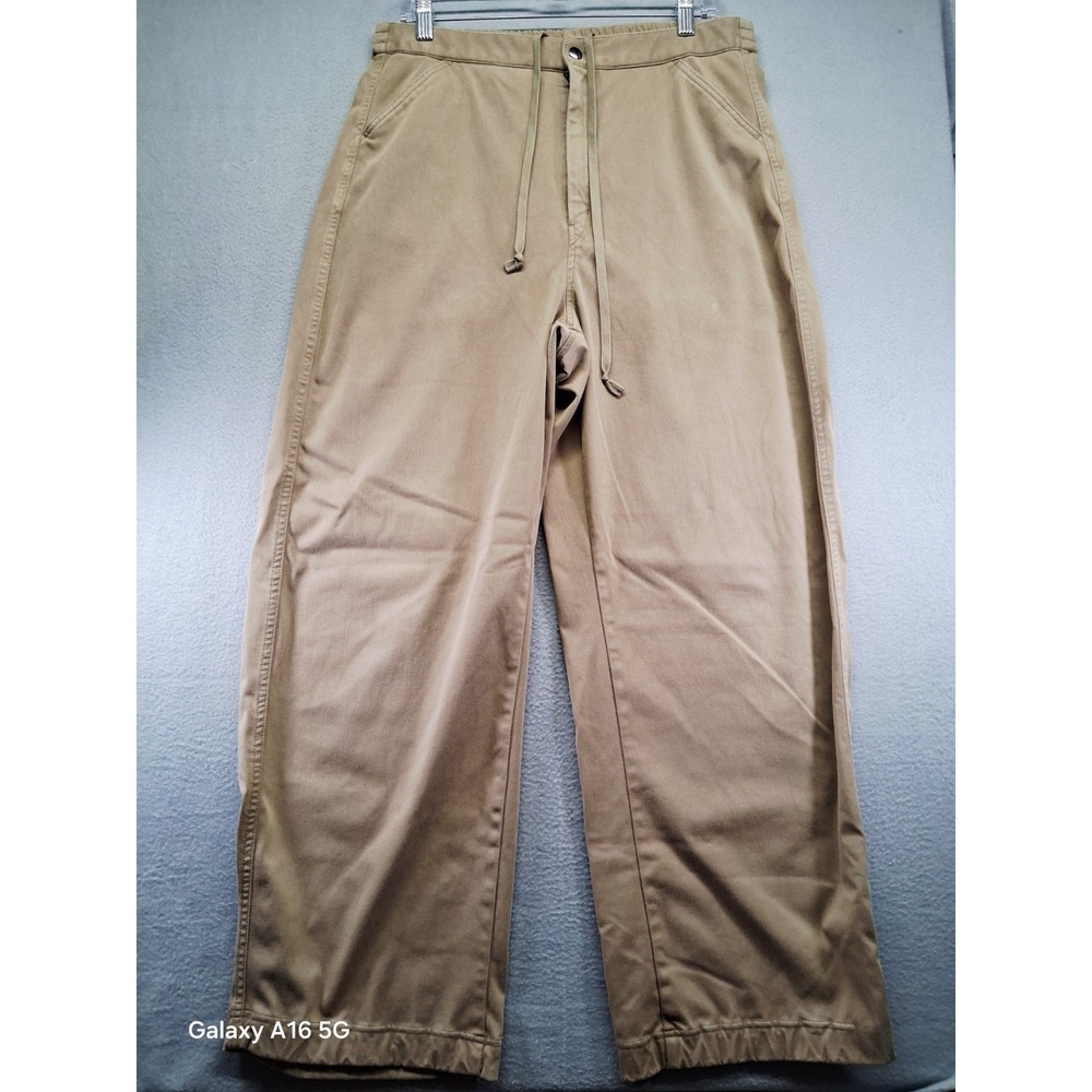 Uniqlo Women Wide Leg Pants Brown Drawstring Stretch Waist Size 32